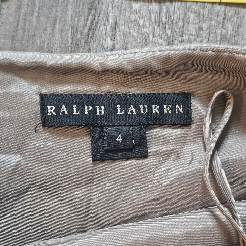 Ralph Lauren Beige Tweed‎ Skirt Size 4 Black Label Ruffle Flounce Hem Wool Blend - Picture 4 of 10